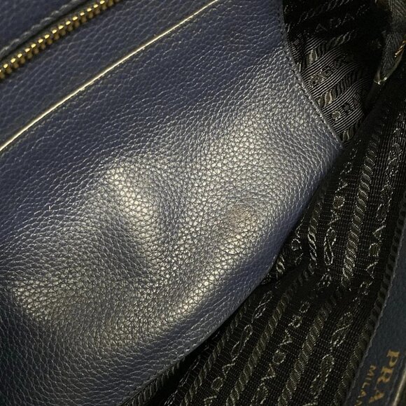 PRADA - Blue Leather Shoulder Bag - Picture 9 of 14